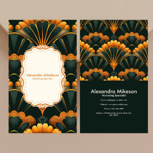 Carte De Visite Gold Green Elegant Art Déco Professionnel
