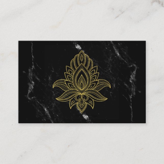 Carte De Visite *~* Gold Hamsa Blanc Marbre Noir Sacré Abstrait (Devant)