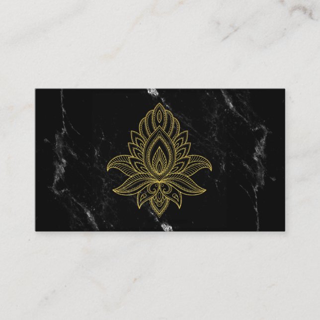 Carte De Visite ~ Gold Hamsa noir marbre blanc Sacré (Devant)