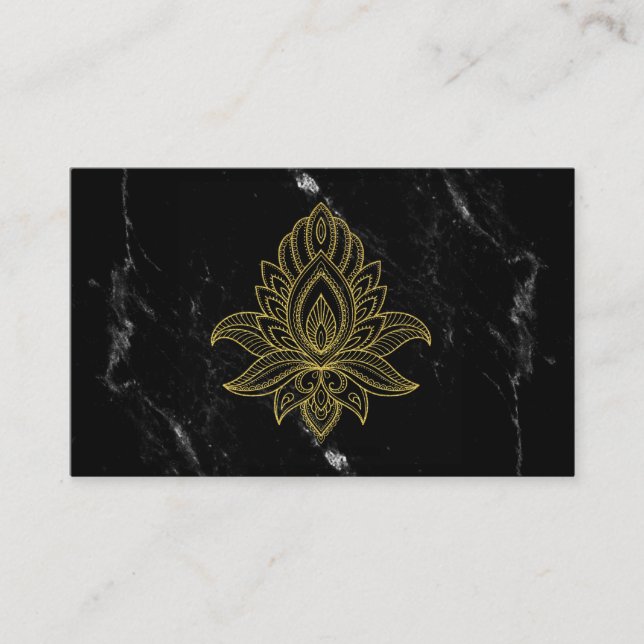 Carte De Visite *~* Gold Hamsa Noir Marbre Blanc Sacré Abstrait (Devant)