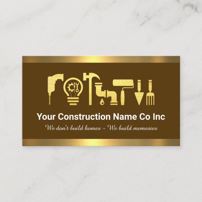 Carte De Visite Gold Handyman Tools Gold Frame (Devant)