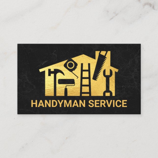 Carte De Visite Gold Home Handyman Outils sur Granite (Devant)