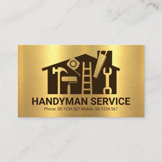 Carte De Visite Gold Home Handyman Tools Building (Devant)