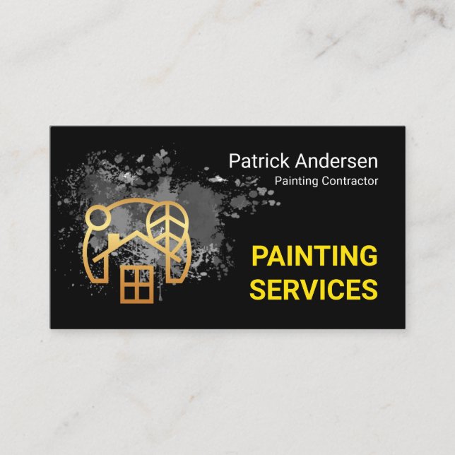 Carte De Visite Gold Home With Paint Splatter Painter Service (Devant)