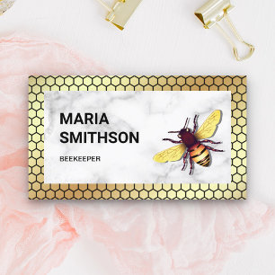 Carte De Visite Gold Honeypeb Marbre blanc Miel Bee Beekeeper