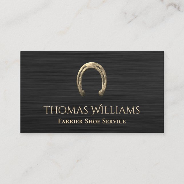 Carte De Visite Gold Horseshoe Equestrian Horse Farrier Service (Devant)