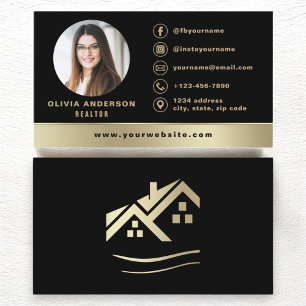 Carte De Visite Gold House Black Immobilier Realtor Moderne