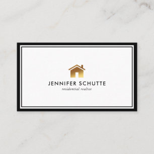 Carte De Visite Gold House Logo Moderne Realtor Broker