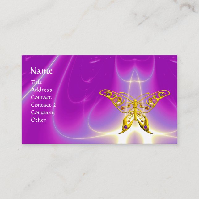 Carte De Visite GOLD HYPER BUTTERFER, Rose, Violet, Violet Vague l (Devant)