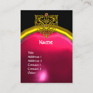 CARTE DE VISITE GOLD HYPER VALENTINE COEUR ROSE RUBY GEM MONOGRAMM