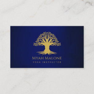 Carte De Visite Gold Life Arbre Marine instructeur de Yoga bleu de