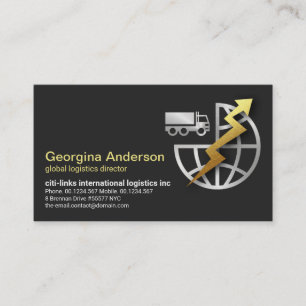 Carte De Visite Gold Lightning Silver Globe Truck Logistics