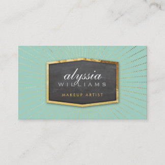 Carte De Visite GOLD LOGO art déco élégant sunburst gris menthe