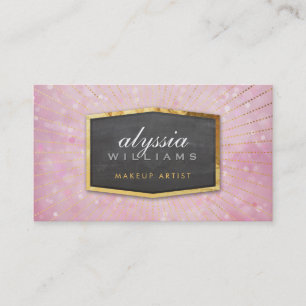 Carte De Visite GOLD LOGO art déco élégant sunburst rose bokeh