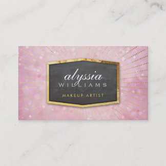 Carte De Visite GOLD LOGO art déco élégant sunburst rose bokeh