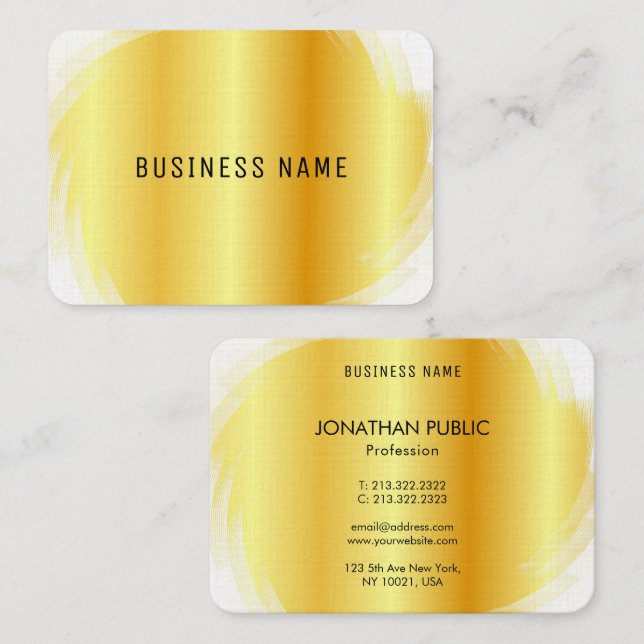 Carte De Visite Gold Look Professional Moderne Modèle élégant (Devant / Derrière)