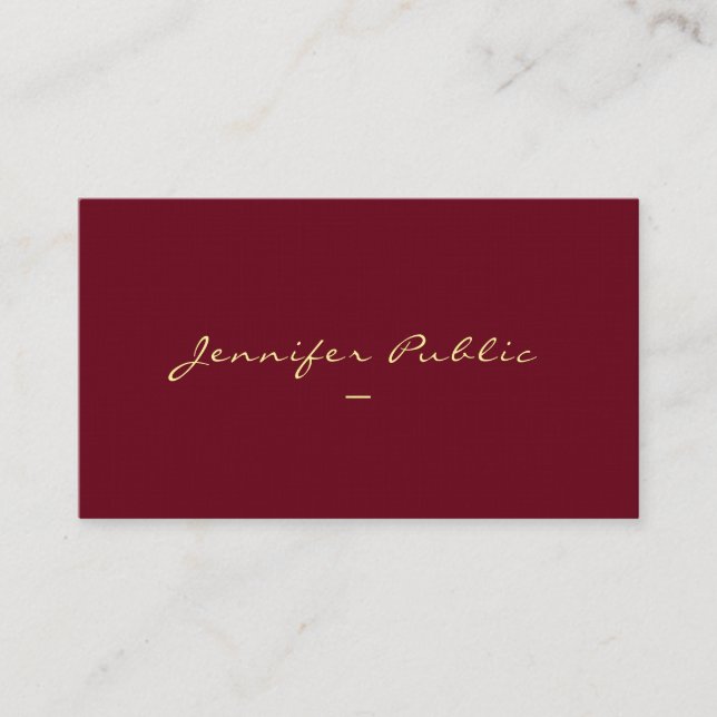 Carte De Visite Gold Look Script Modèle Luxe Linge de qualité supé (Devant)
