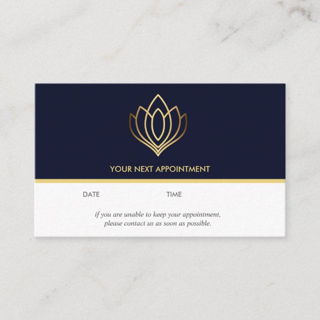 Carte De Visite Gold Lotus  logo | Bleu | bien-être  massage yoga (Devant)