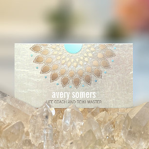 Carte De Visite Gold Lotus Yoga and Meditation Teacher Wellness