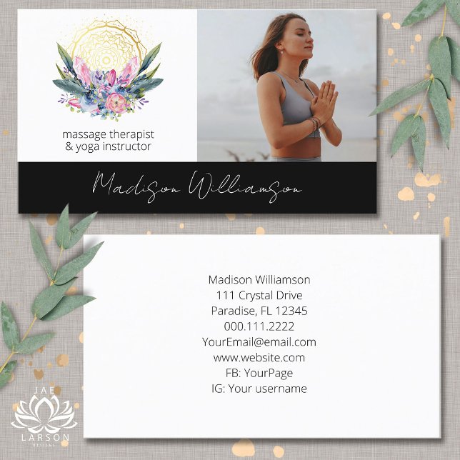 Carte De Visite Gold Mandala Cristaux rose Psychique Photo Spiritu (Créateur téléchargé)