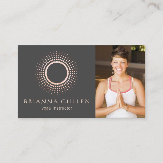 Carte De Visite Gold Mandala Yoga Logo, Ajouter photo (Devant)
