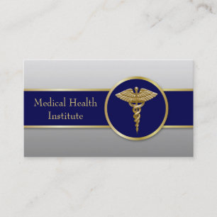 Carte De Visite Gold Médicale Professional Caduceus Blue