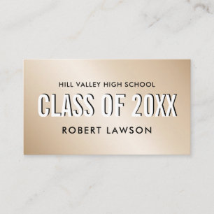 Carte De Visite Gold Metallic Class Graduation Nom Icône sociale