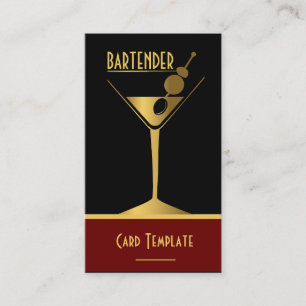 Carte De Visite Gold Metallic Cocktail Logo Barman
