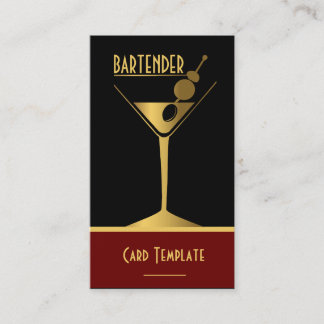 Carte De Visite Gold Metallic Cocktail Logo Barman