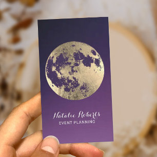 Carte De Visite Gold Moon Moderne Purple Event Planning