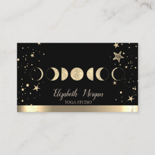 Carte De Visite Gold Moons Gold Stars Black Yoga Studio