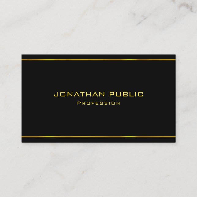 Carte De Visite Gold Name Modern Black Modèle Professional (Devant)