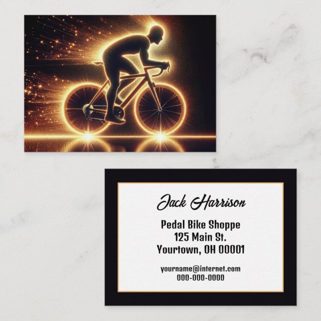 Carte De Visite Gold Neon Bicyclist (Devant / Derrière)