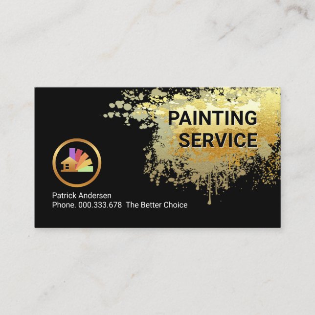 Carte De Visite Gold Paint Splatter Painter Service (Devant)