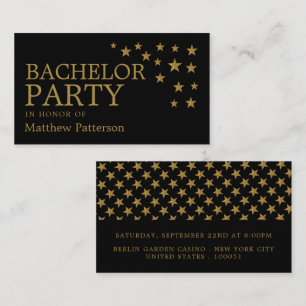 Carte De Visite Gold Parties scintillant Stars, Bachelor Party Tic