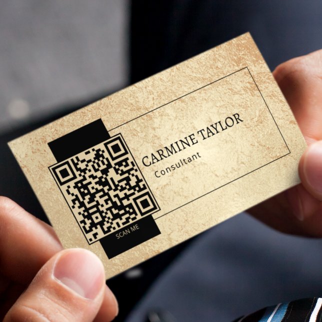 Carte De Visite Gold QR Code Modern Consultant (Créateur téléchargé)