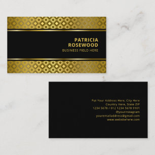 Carte De Visite Gold Rhombus Motif Black Bar   Lignes d'or