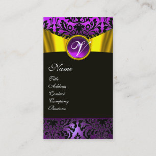 CARTE DE VISITE GOLD RIBBON JAUNE BLACK PURPLE DOMMASK MONOGRAM