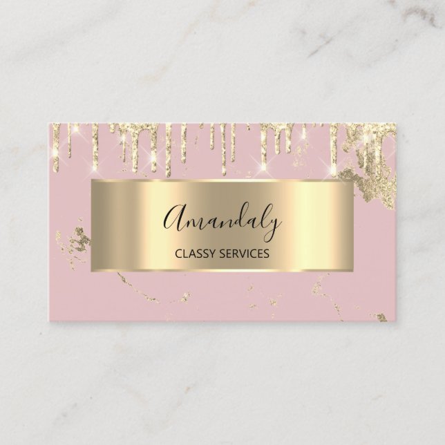 Carte De Visite Gold Royal Marble Rose de luxe professionnel (Devant)
