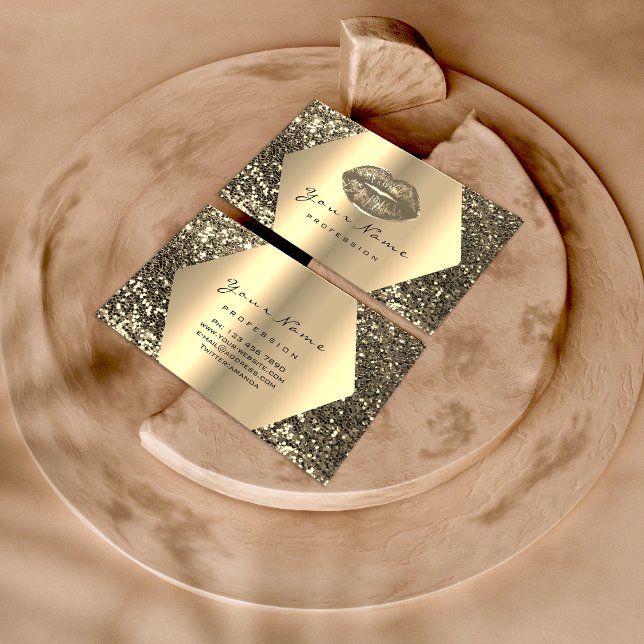 Carte De Visite Gold Sepia Parties scintillant maquillage Artiste  (Créateur téléchargé)