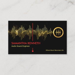 Carte De Visite Gold Sound Frequency Lightning Studio Engineer DJ