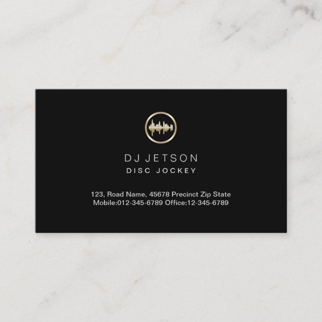 Carte De Visite Gold Soundwave Icon Disque Jockey Deejay DJ (Devant)