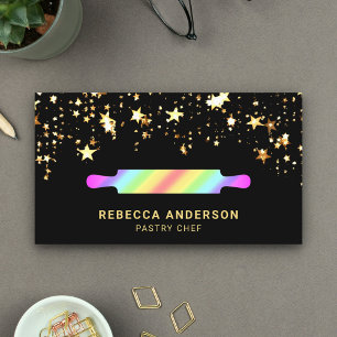 Carte De Visite Gold Stars Arc-en-ciel Rolling Pin pâtisserie Chef
