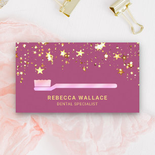 Carte De Visite Gold Stars Confetti Dentiste de brosse à dents ros