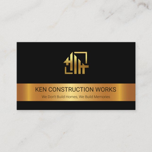 Carte De Visite Gold Stripe Gold Home Motif Construction Builder (Devant)