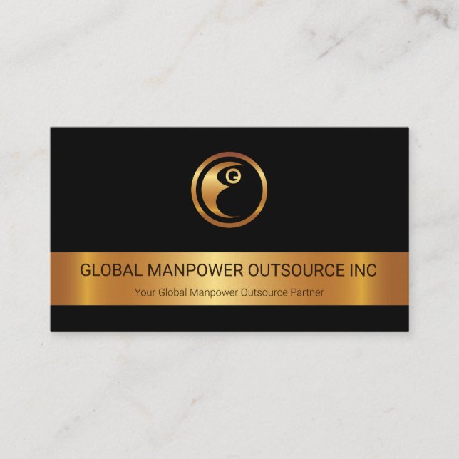 Carte De Visite Gold Stripe Gold Manpower Logo Recrutement (Devant)