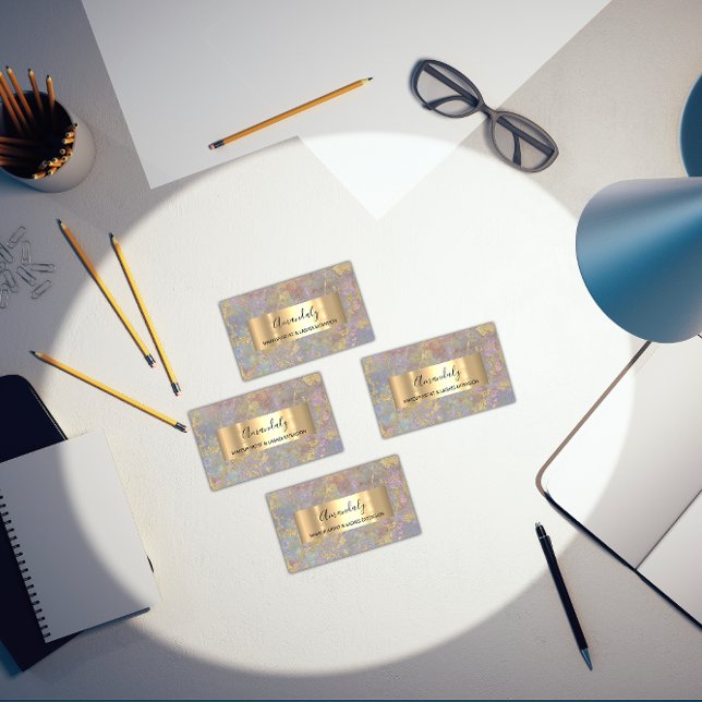 Carte De Visite Gold Strokes Beauty Shop Pastel Smoky Marble (Gold Strokes Beauty Shop Pastel Smoky Marble Business Card)