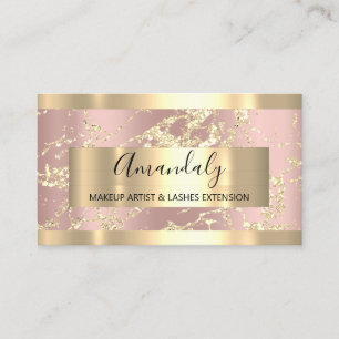 Carte De Visite Gold Strokes Marble Beauté Boutique Rose Spa