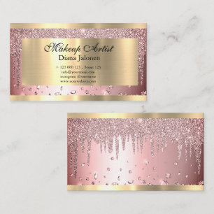 Carte De Visite Gold Strokes Marble Beauté Shop Rose Spa maquillag