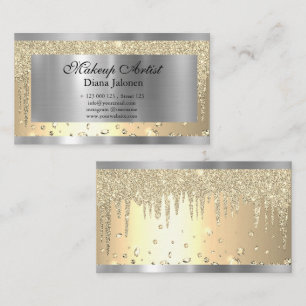Carte De Visite Gold Strokes Marble Beauty Shop Rose Spa Maquillag